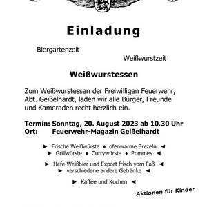 Einladung : Weißwurstessen der Abteilung Geißelhardt
